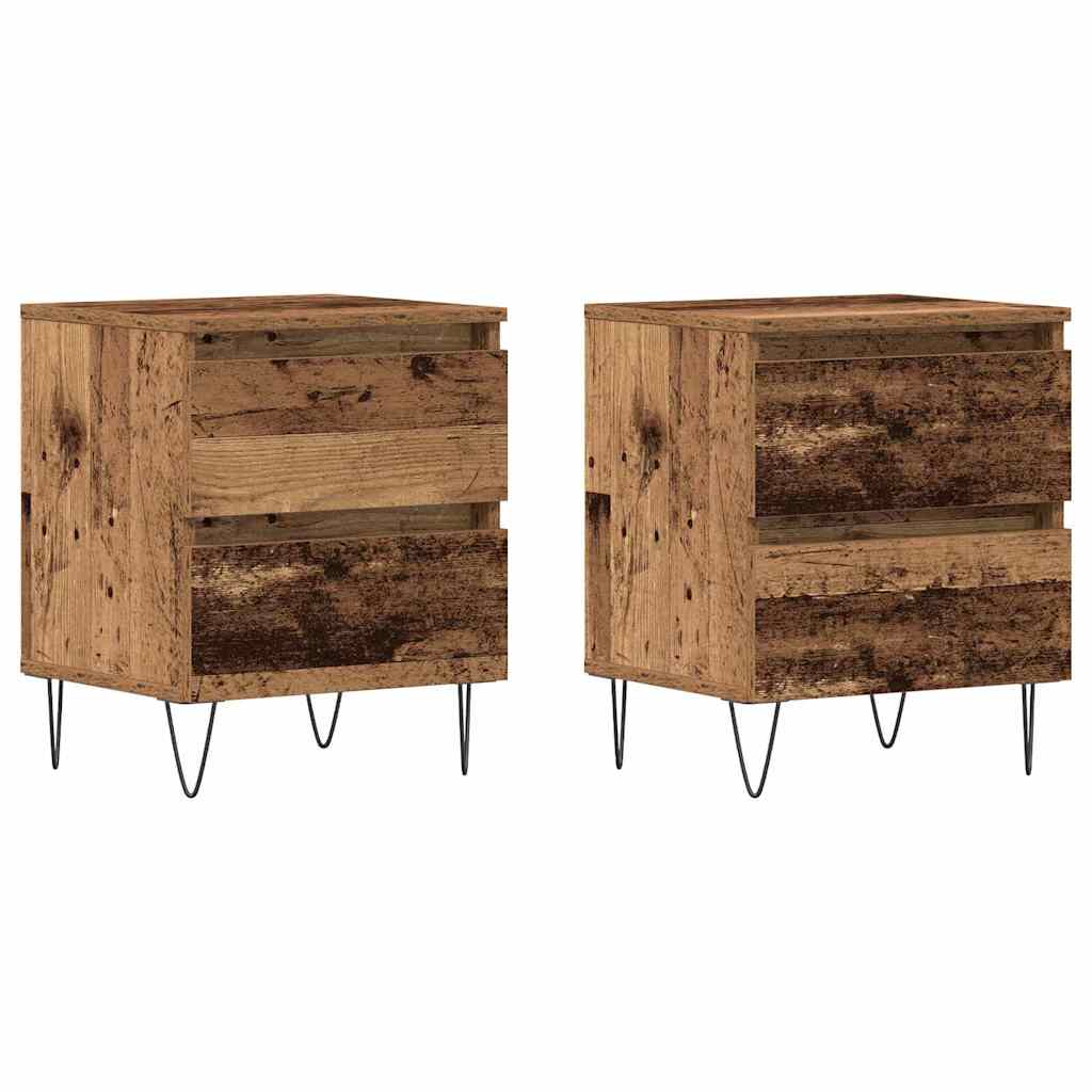 Noční Skříňka 2 Ks Staré Dřevo 40 X 35 X 50 Cm Kompozitní Dřevo