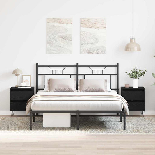 Noční Skříňka 2 Ks Černý Dub 40 X 35 X 50 Cm Kompozitní Dřevo