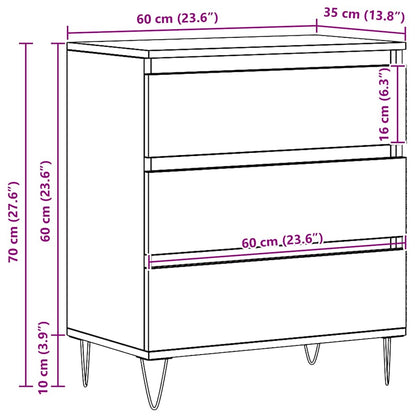 Servírovací Skříň Staré Dřevo 60 X 35 X 70 Cm Kompozitní Dřevo