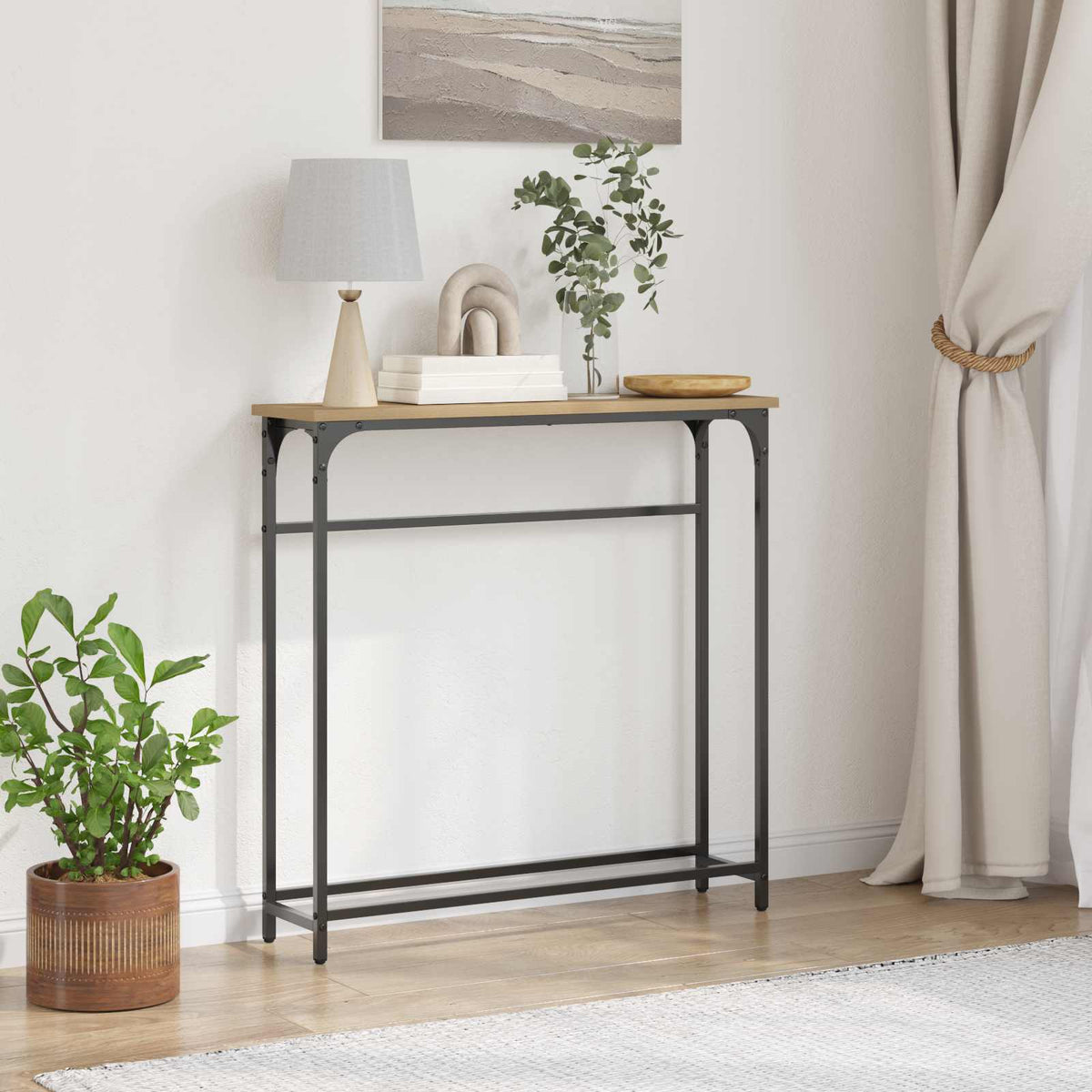 Konzolový Stolek Artisanový Dub 75 X 19,5 X 75 Cm