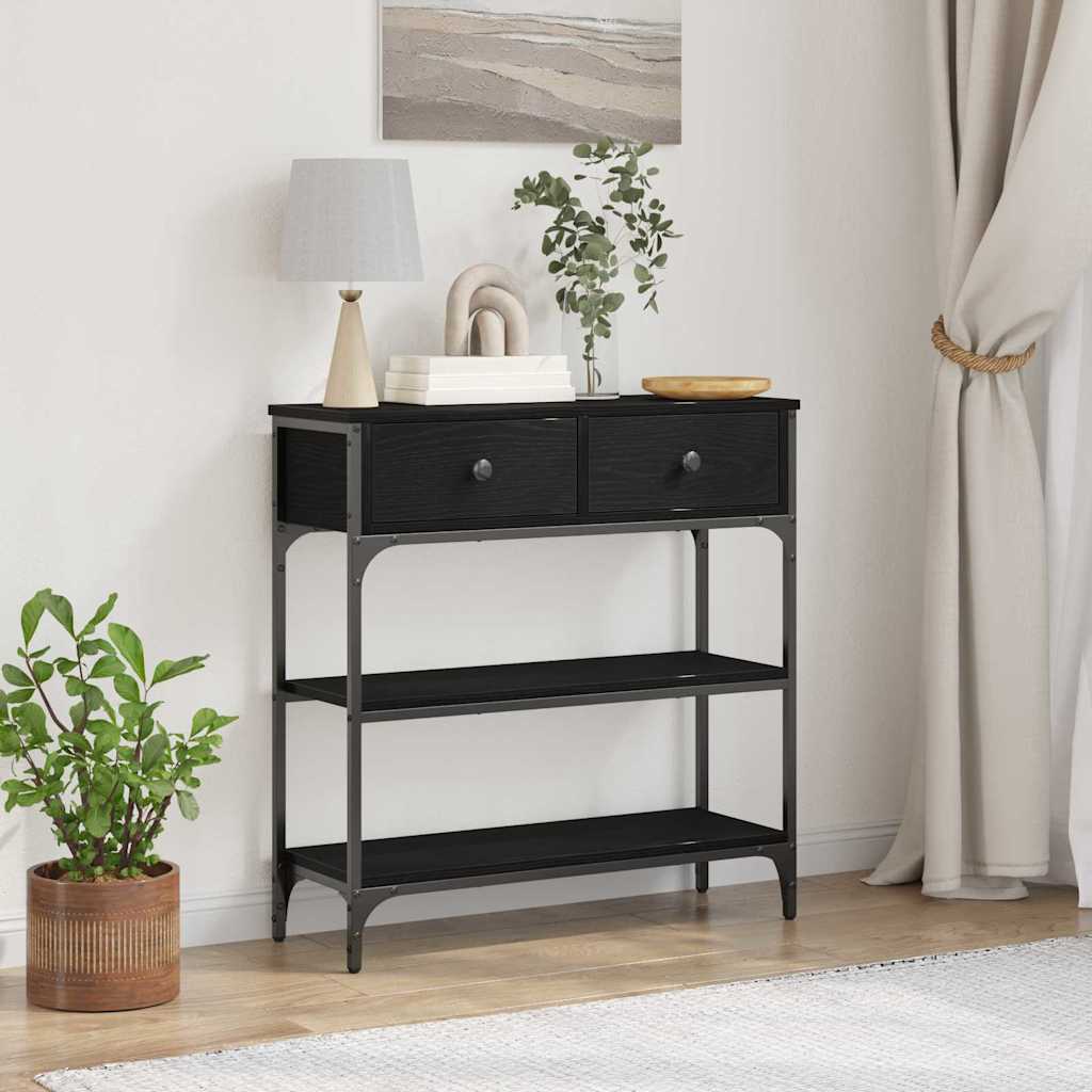 Konzolový Stolek Černý Dub 72,5 X 25 X 75 Cm Kompozitní Dřevo