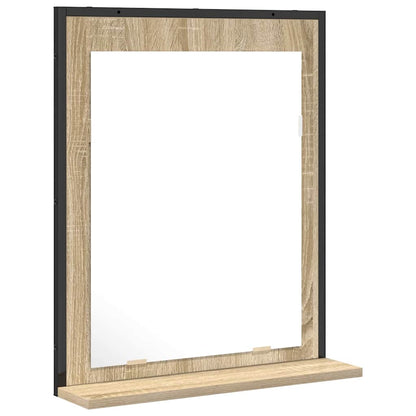 Koupelnové Zrcadlo S Policí Nástěnný Černá 50 X 12 X 60 Cm