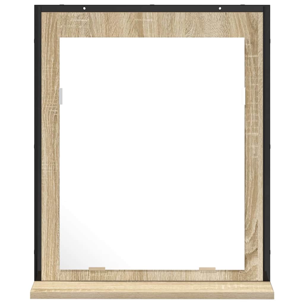 Koupelnové Zrcadlo S Policí Nástěnný Černá 50 X 12 X 60 Cm