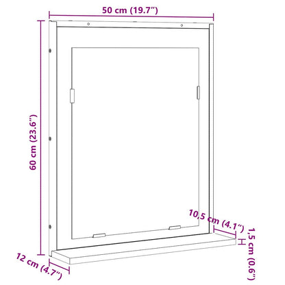 Koupelnové Zrcadlo S Policí Nástěnný Černá 50 X 12 X 60 Cm