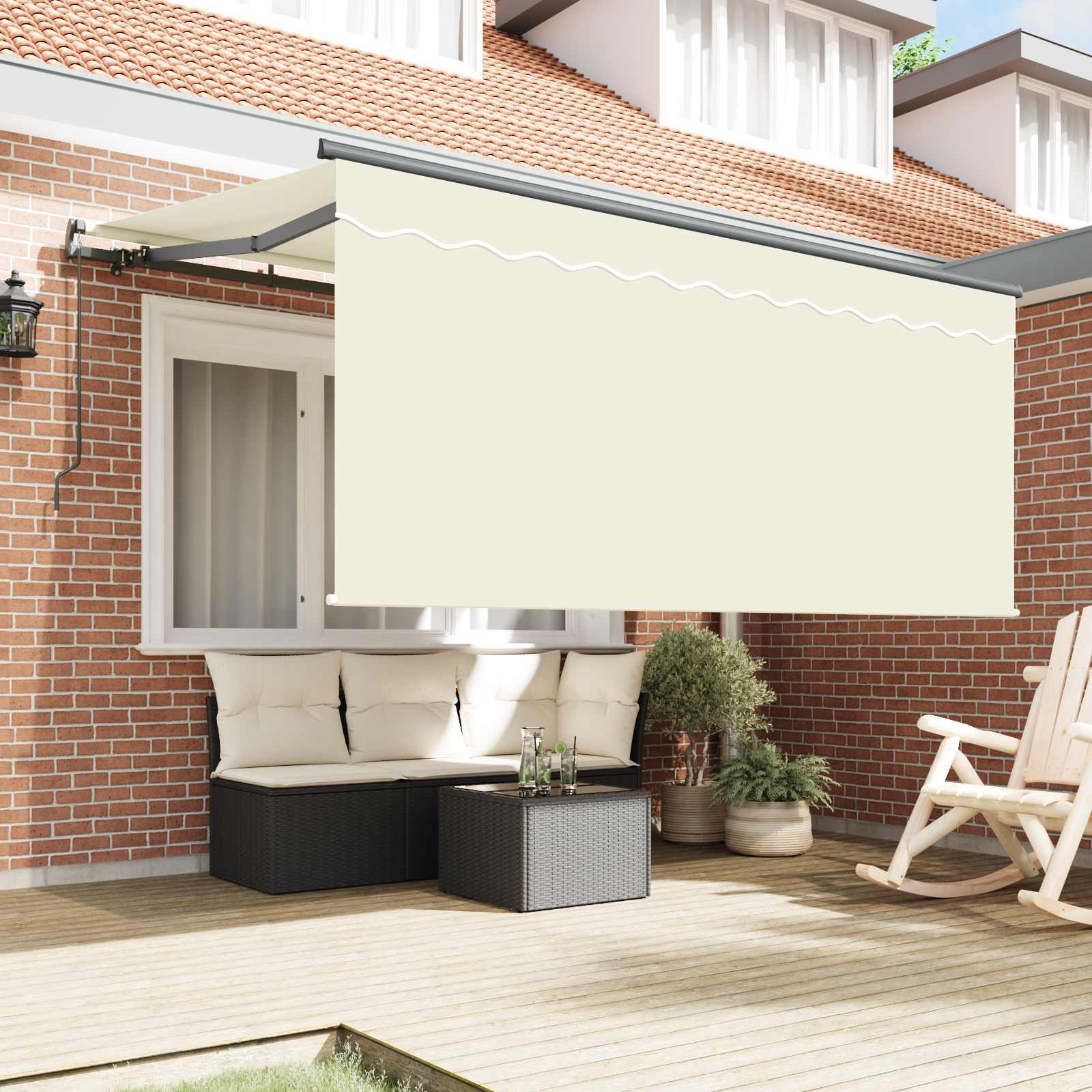 Stahovací Markýza Krémová 300 X 200 Cm Polyester A Hliník