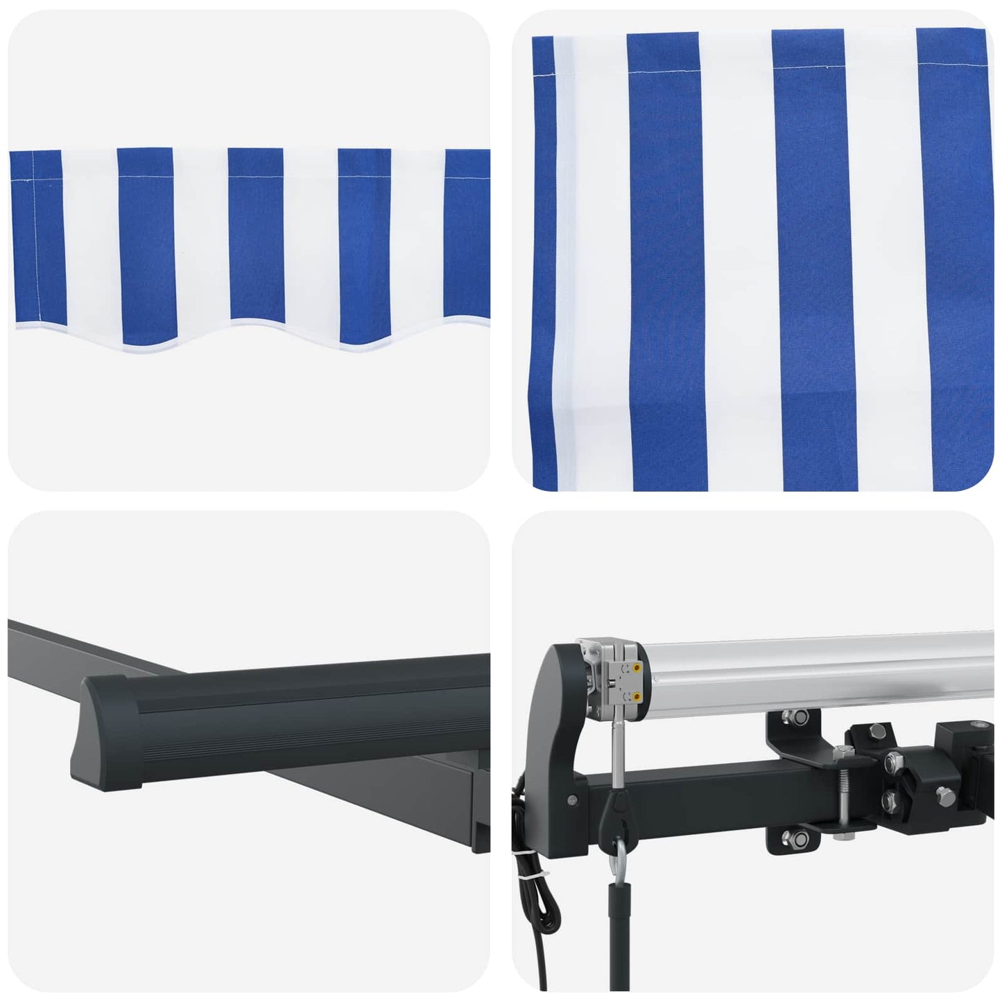 Stahovací Markýza Modrá A Bílá 350 X 200 Cm Polyester A Hliník
