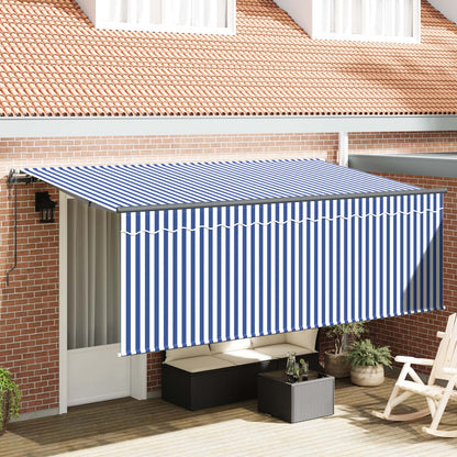 Stahovací Markýza Modrá A Bílá 350 X 200 Cm Polyester A Hliník