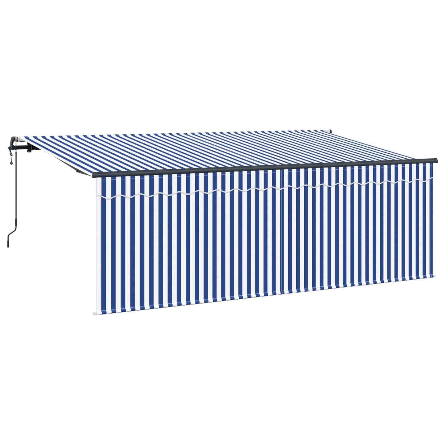 Stahovací Markýza Modrá A Bílá 350 X 200 Cm Polyester A Hliník