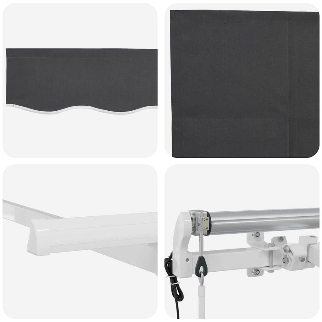Stahovací Markýza Antracit 350 X 200 Cm Polyester A Hliník