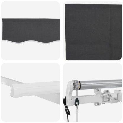 Stahovací Markýza Antracit 350 X 200 Cm Polyester A Hliník