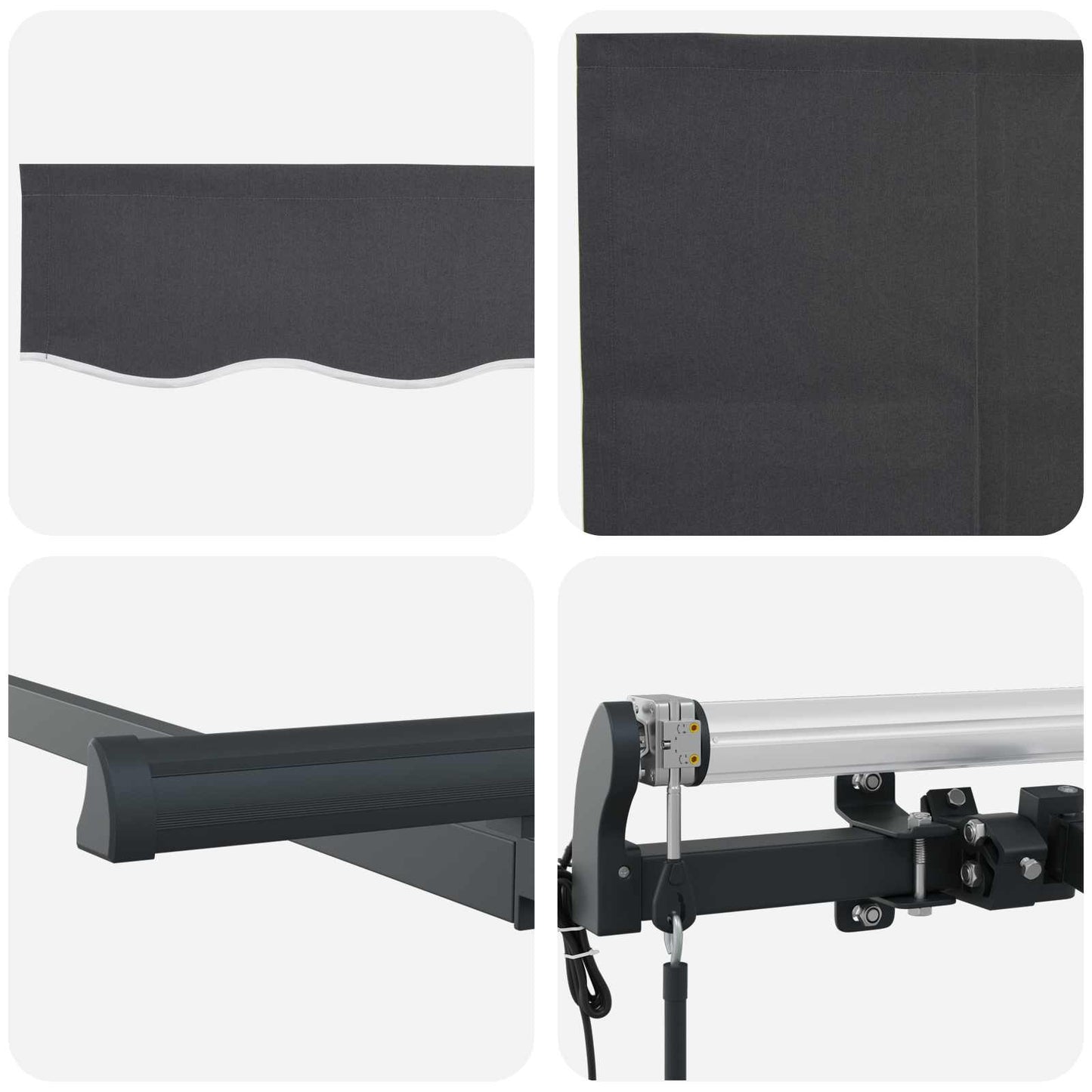 Stahovací Markýza Antracit 350 X 200 Cm Polyester A Hliník