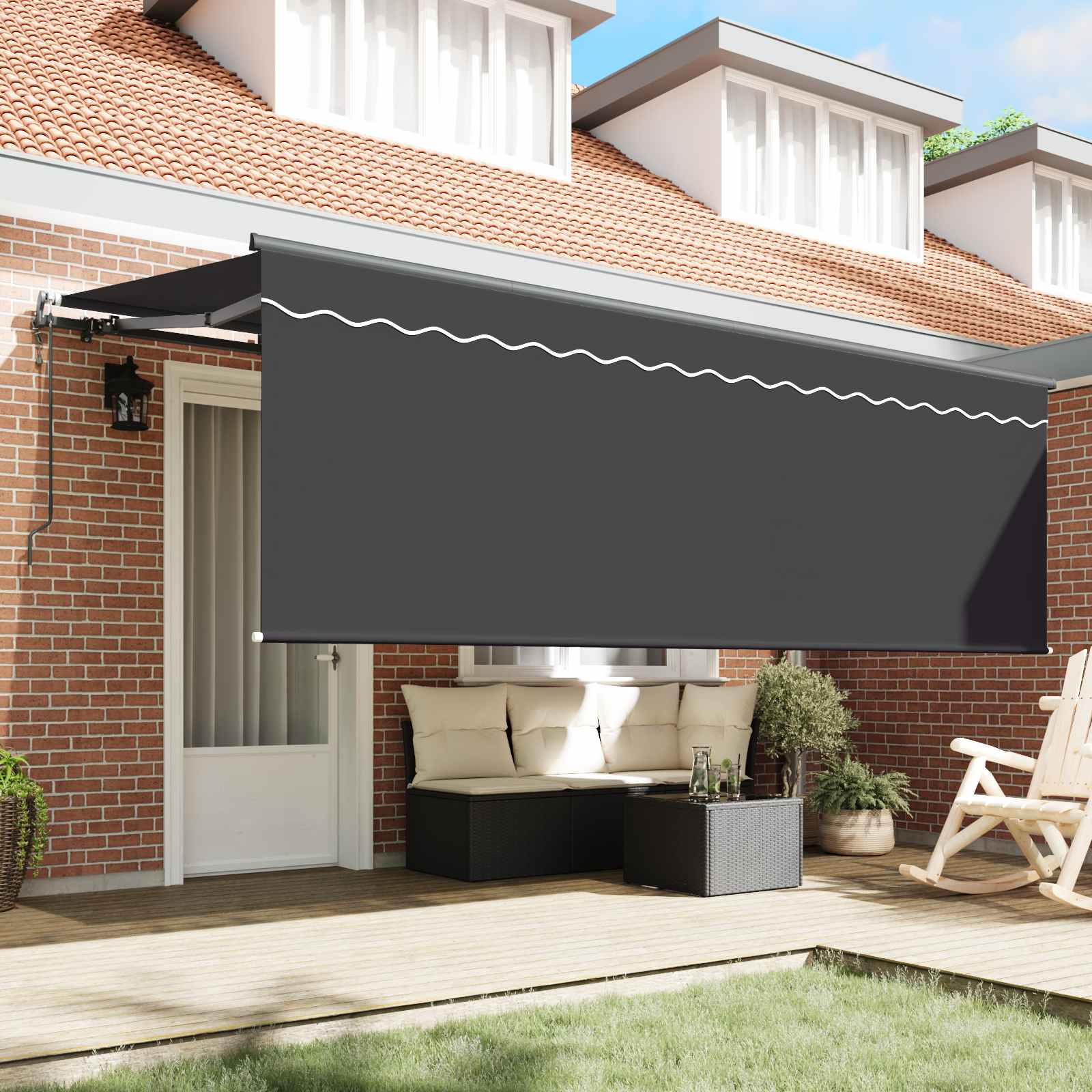 Stahovací Markýza Antracit 350 X 200 Cm Polyester A Hliník