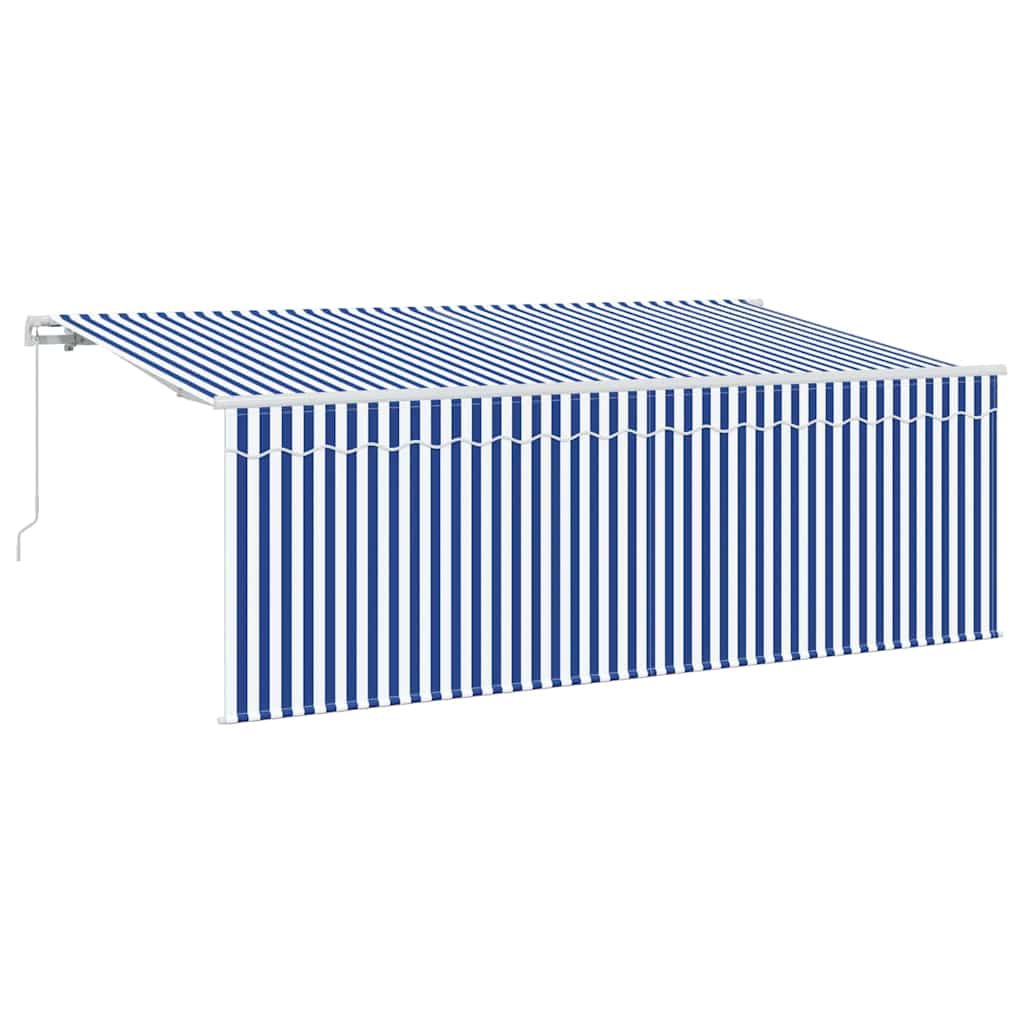 Stahovací Markýza Modrá A Bílá 400 X 200 Cm Polyester A Hliník
