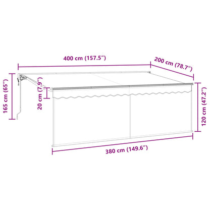 Stahovací Markýza Antracit 400 X 200 Cm Polyester A Hliník