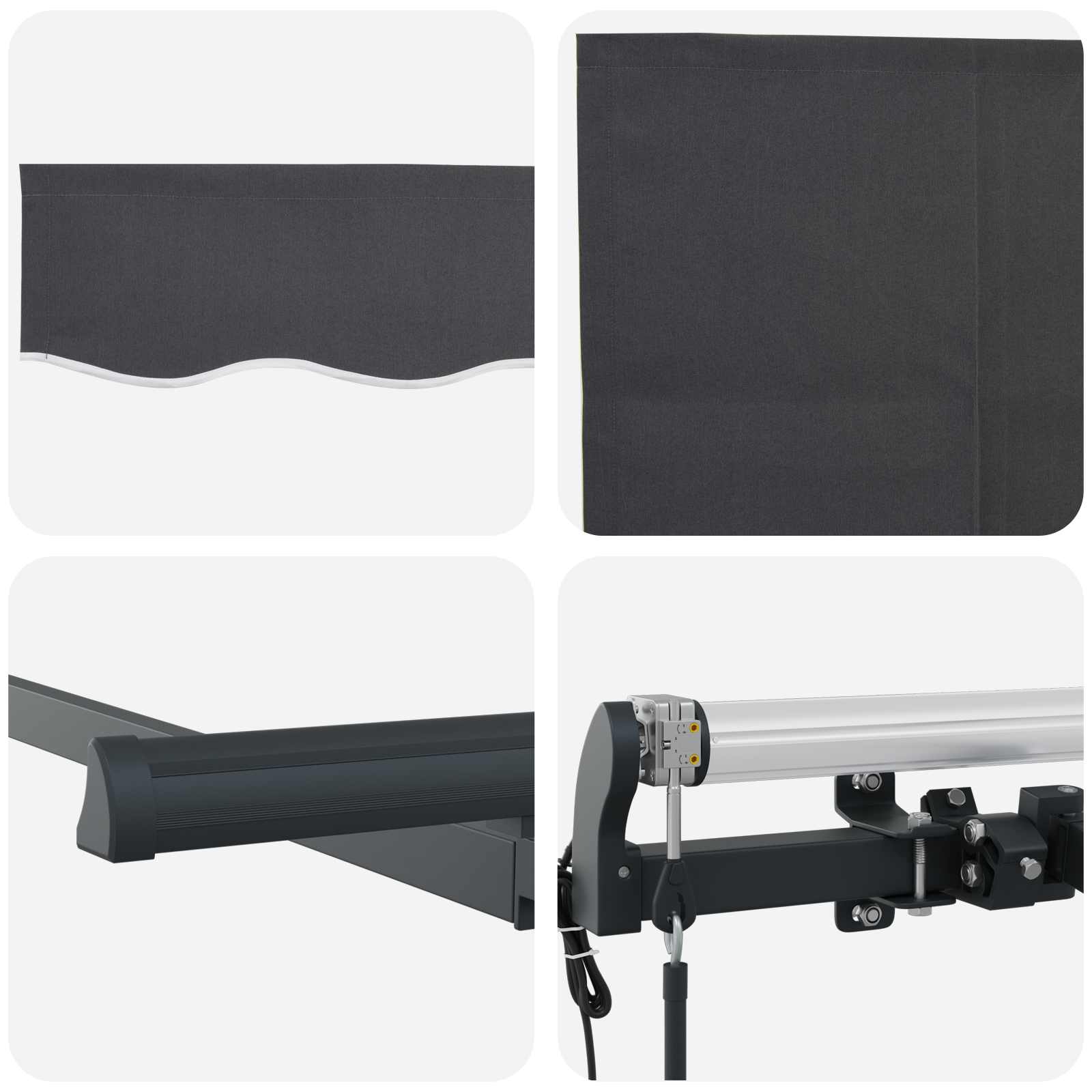 Stahovací Markýza Antracit 400 X 200 Cm Polyester A Hliník