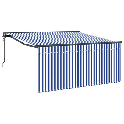 Stahovací Markýza Modrá A Bílá 300 X 250 Cm Polyester A Hliník