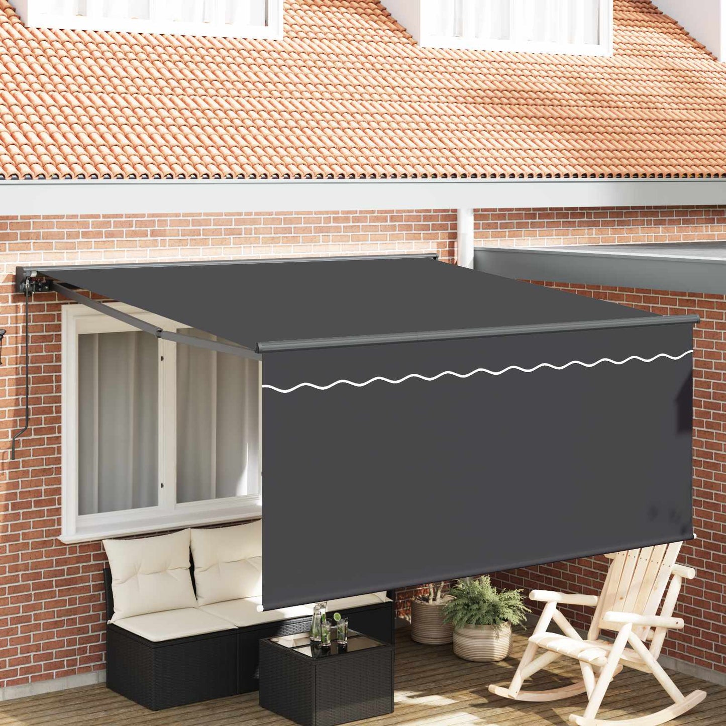 Stahovací Markýza Antracit 300 X 250 Cm Polyester A Hliník