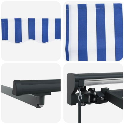 Stahovací Markýza Modrá A Bílá 350 X 250 Cm Polyester A Hliník
