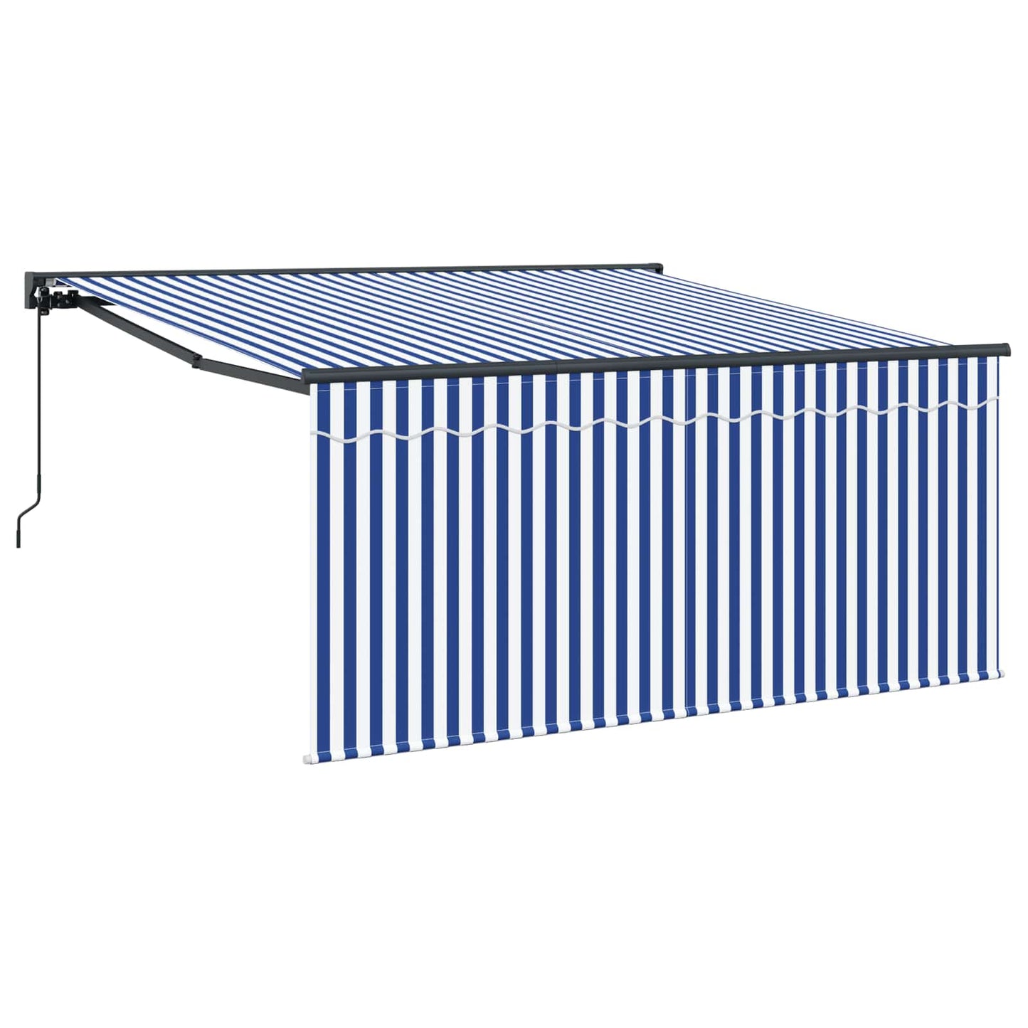 Stahovací Markýza Modrá A Bílá 350 X 250 Cm Polyester A Hliník