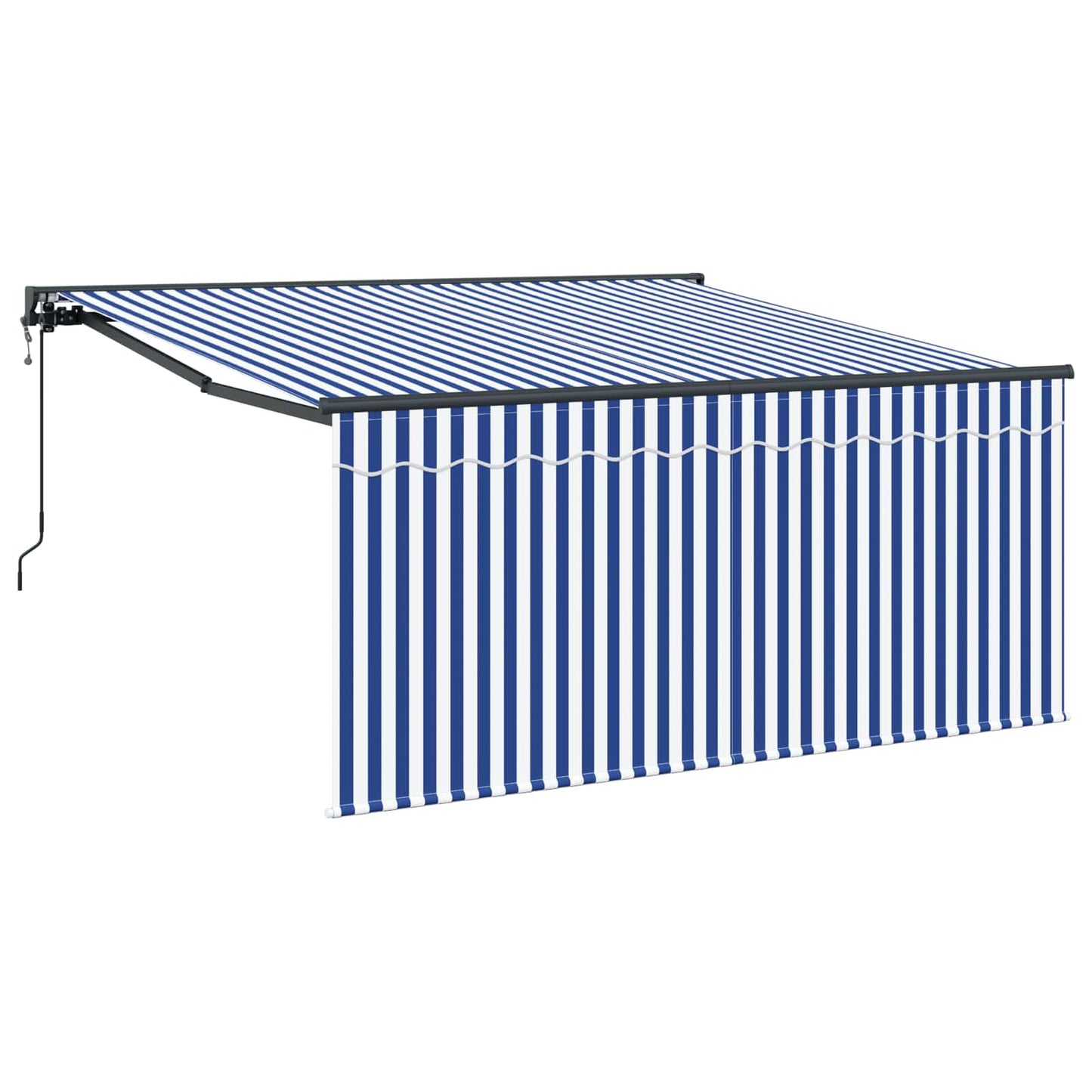 Stahovací Markýza Modrá A Bílá 350 X 250 Cm Polyester A Hliník
