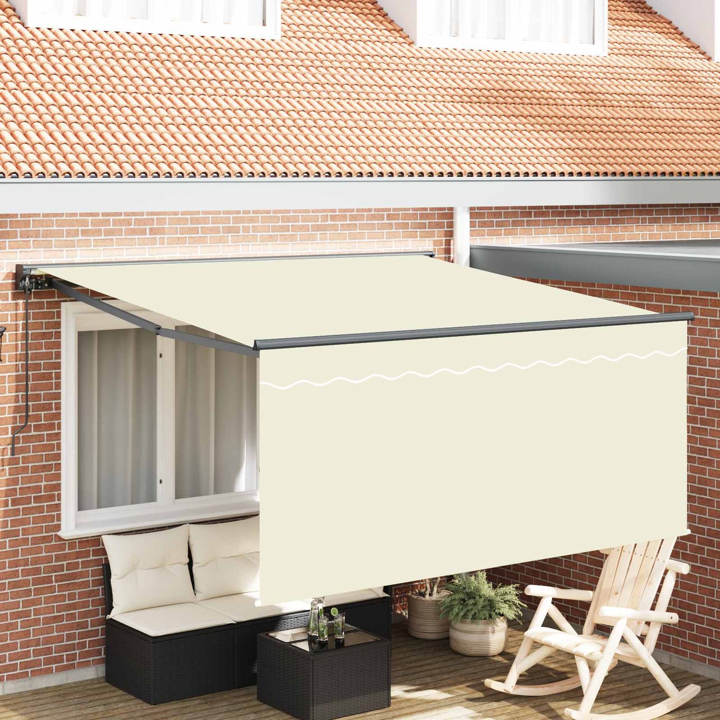 Stahovací Markýza Krémová 350 X 250 Cm Polyester A Hliník