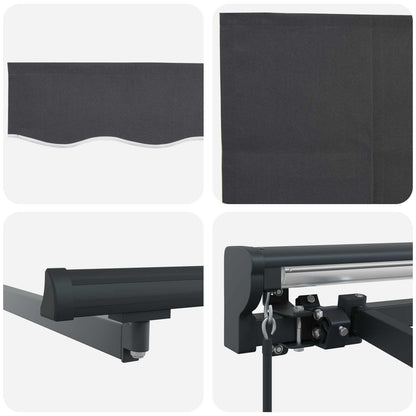 Stahovací Markýza Antracit 350 X 250 Cm Polyester A Hliník