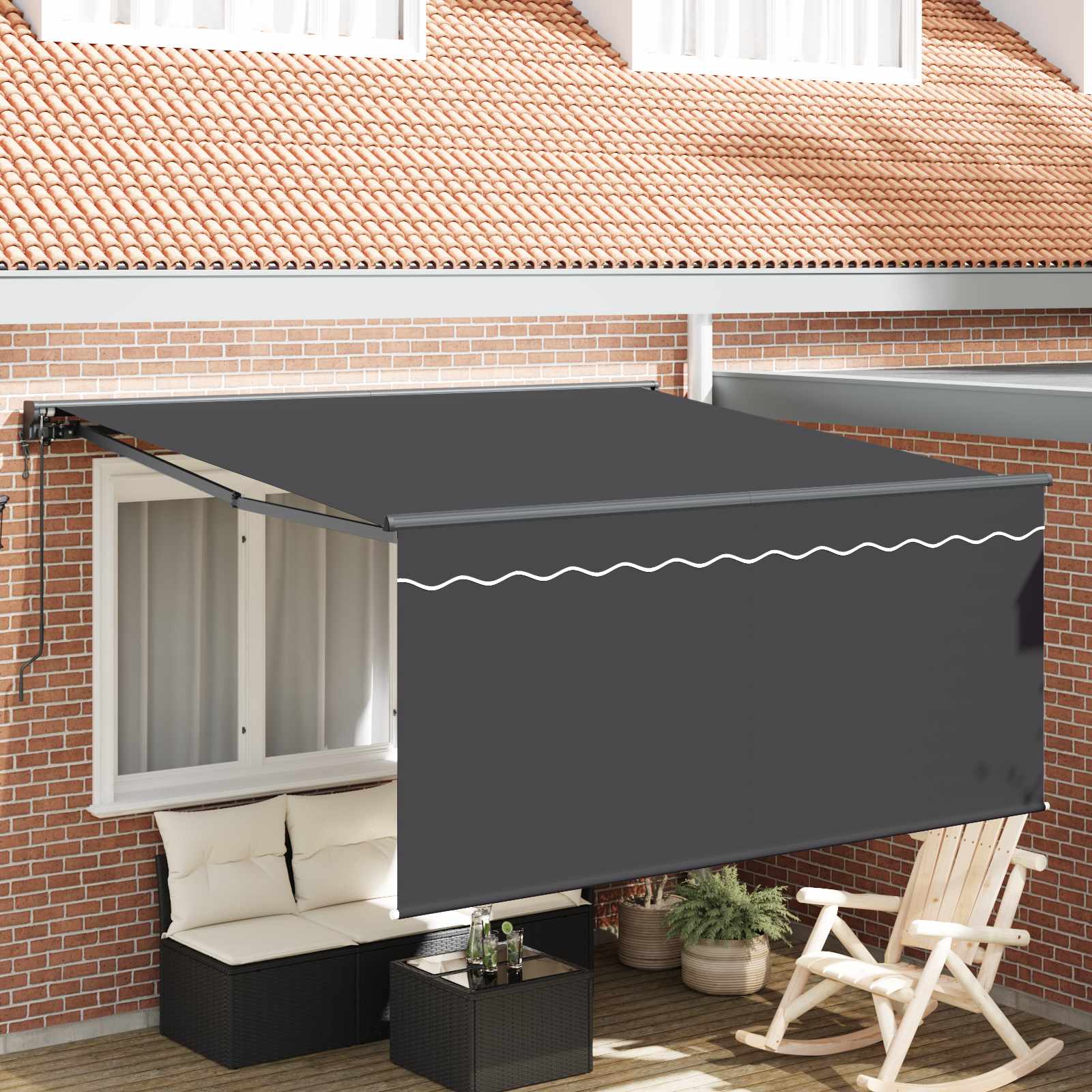 Stahovací Markýza Antracit 350 X 250 Cm Polyester A Hliník