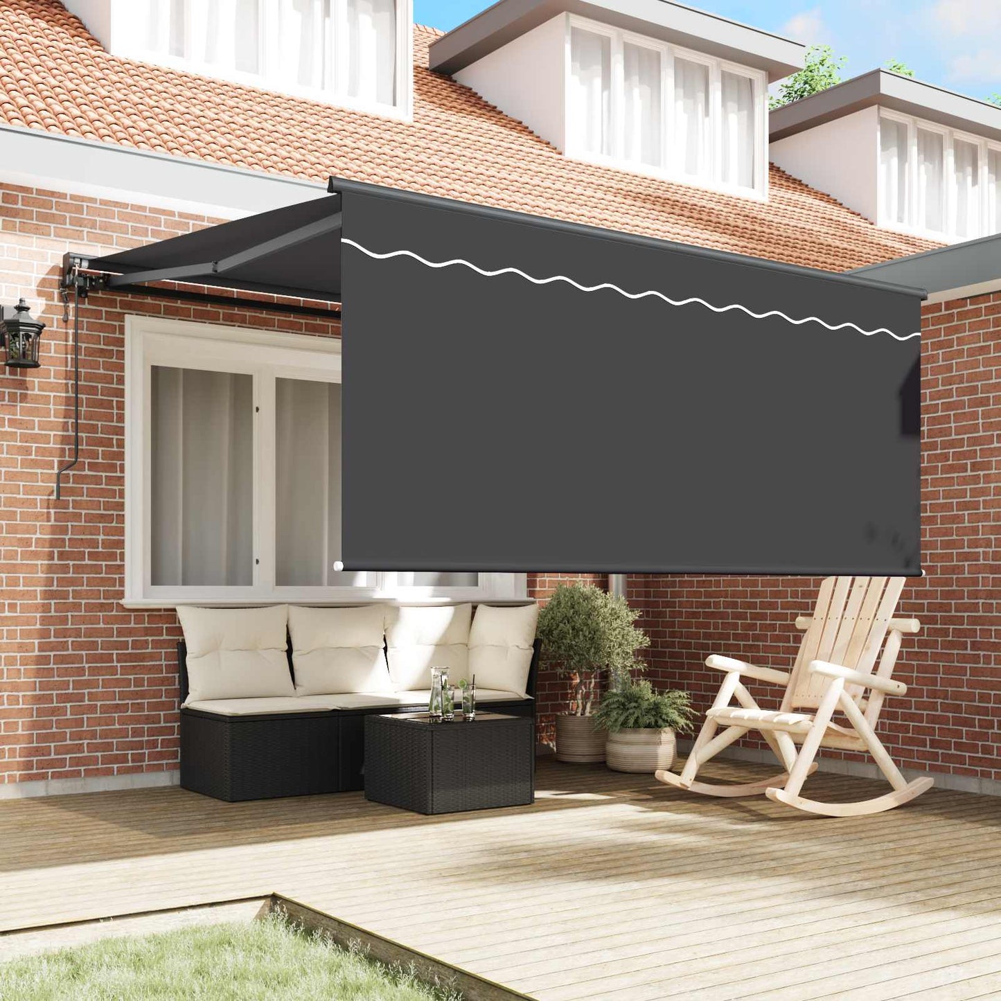 Stahovací Markýza Antracit 350 X 250 Cm Polyester A Hliník