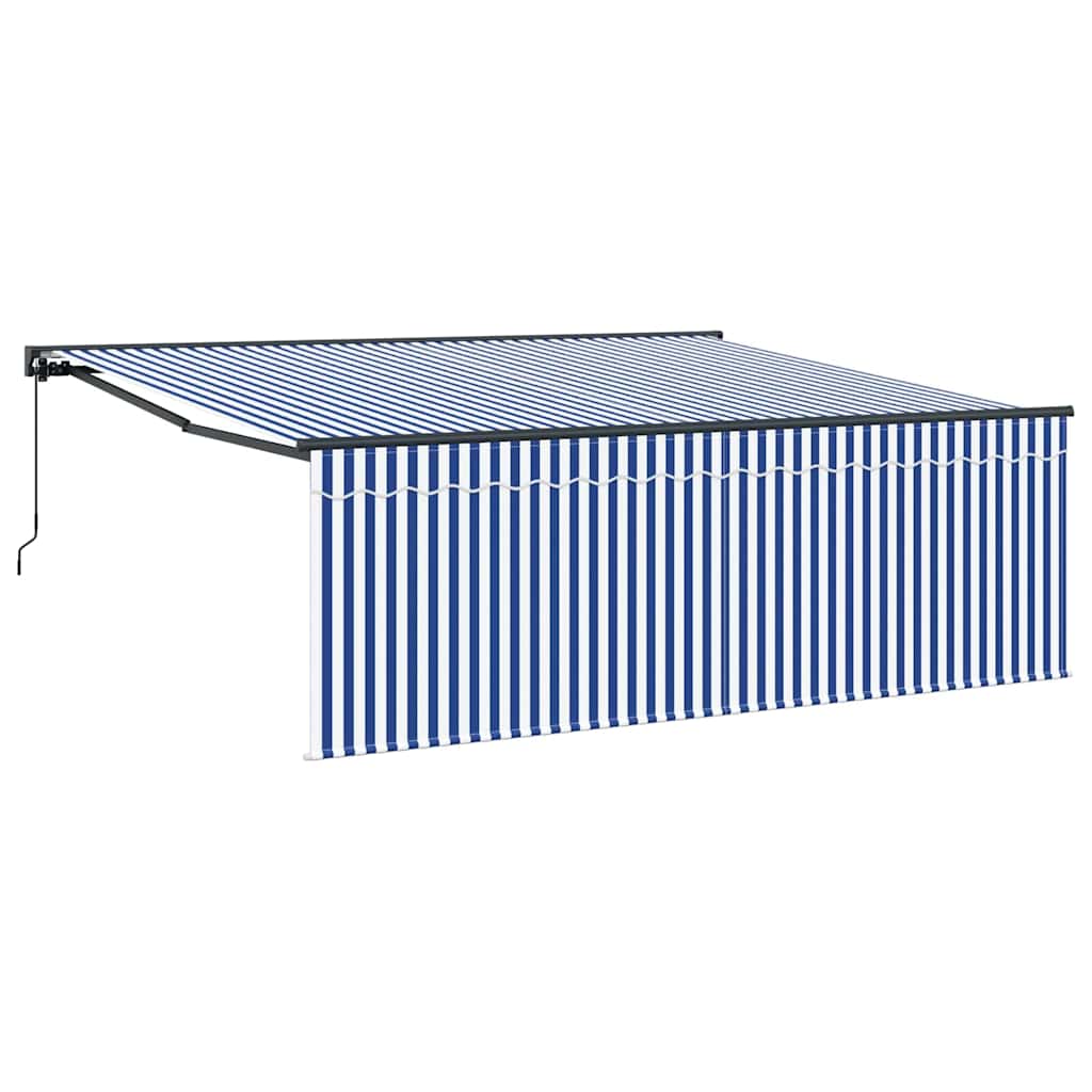 Stahovací Markýza Modrá A Bílá 400 × 300 Cm Polyester A Hliník