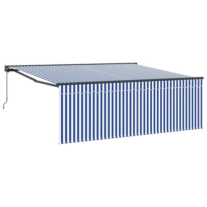 Stahovací Markýza Modrá A Bílá 400 × 300 Cm Polyester A Hliník