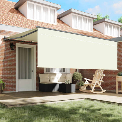 Stahovací Markýza Krémová 400 × 300 Cm Polyester A Hliník