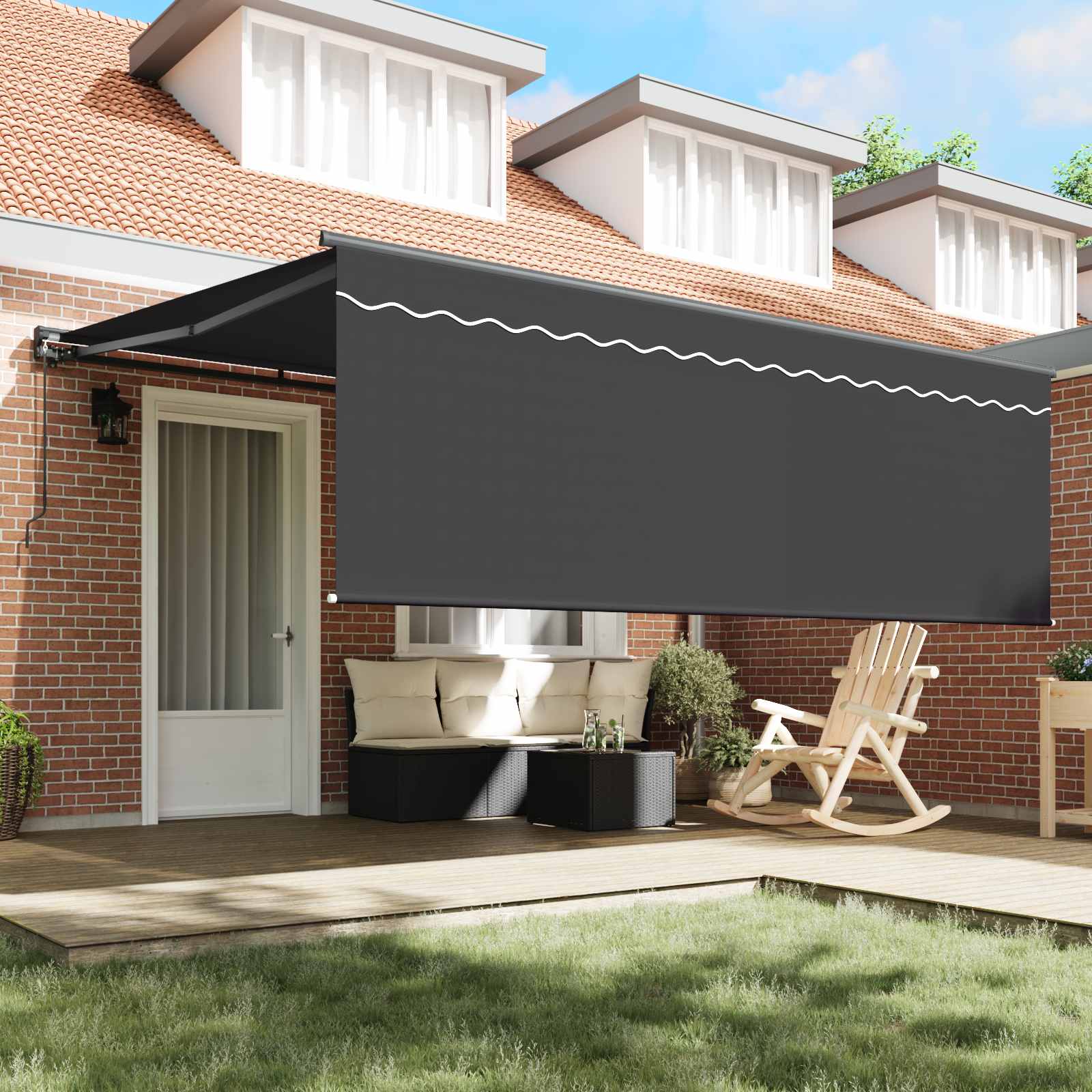 Stahovací Markýza Antracit 400 × 300 Cm Polyester A Hliník