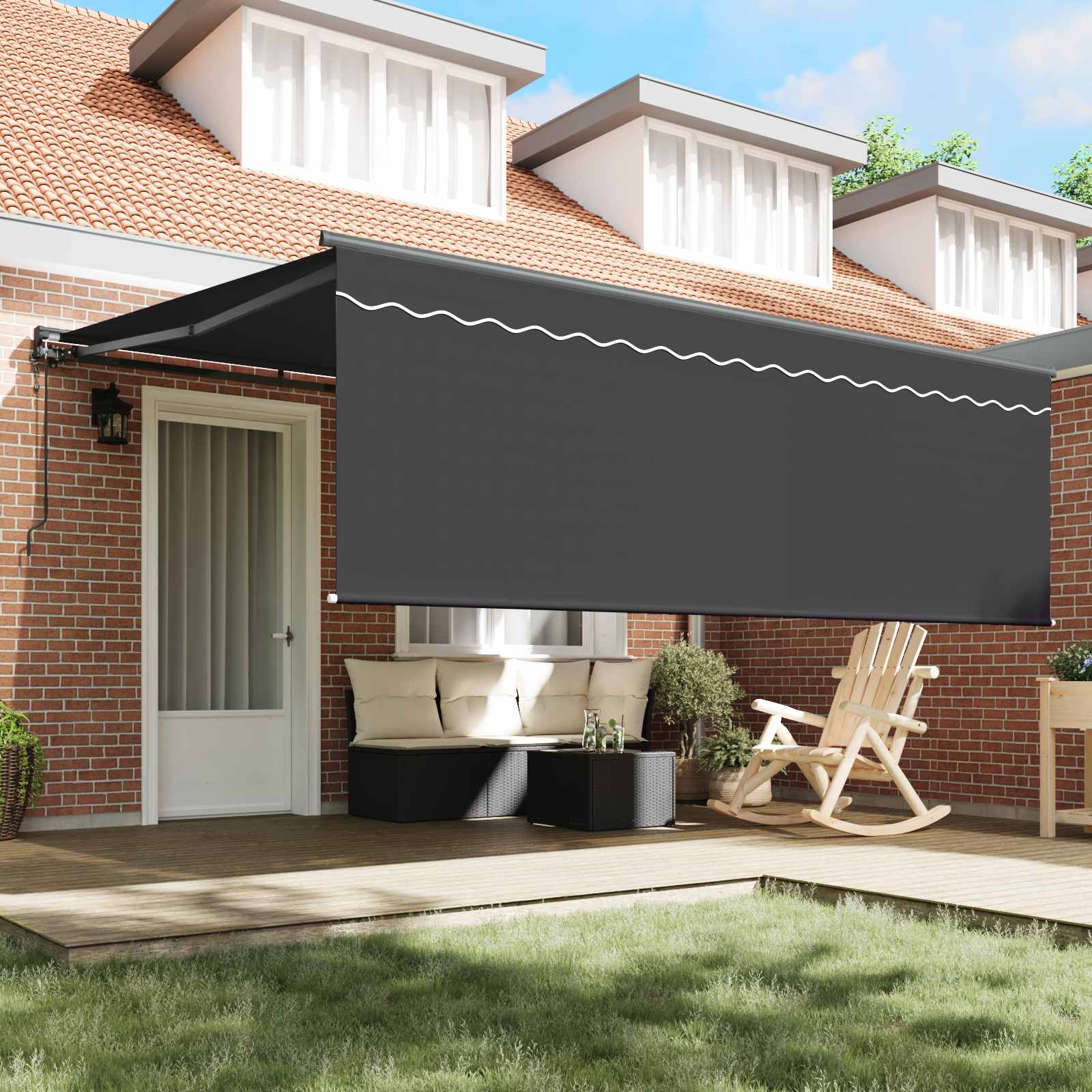 Stahovací Markýza Antracit 400 × 300 Cm Polyester A Hliník
