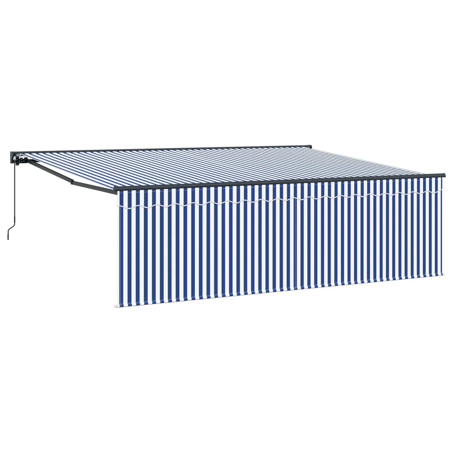 Stahovací Markýza Modrá A Bílá 400 × 300 Cm Polyester A Hliník