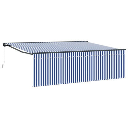Stahovací Markýza Modrá A Bílá 400 × 300 Cm Polyester A Hliník