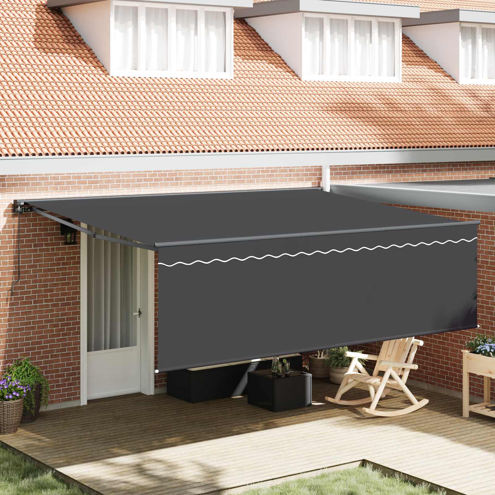 Stahovací Markýza Antracit 450 × 300 Cm Polyester A Hliník