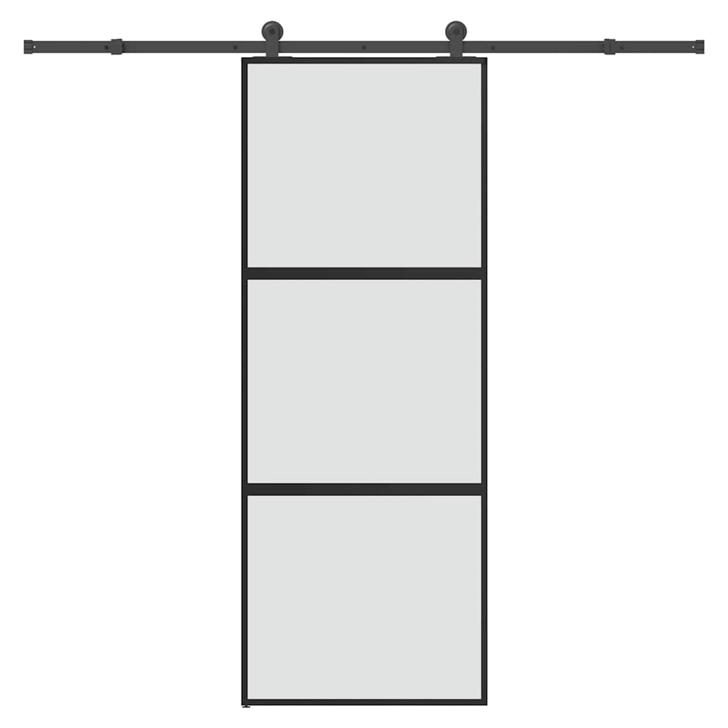 Posuvné Dveře S Kováním 90X205 Cm Tvrzeného Sklo A Hliník