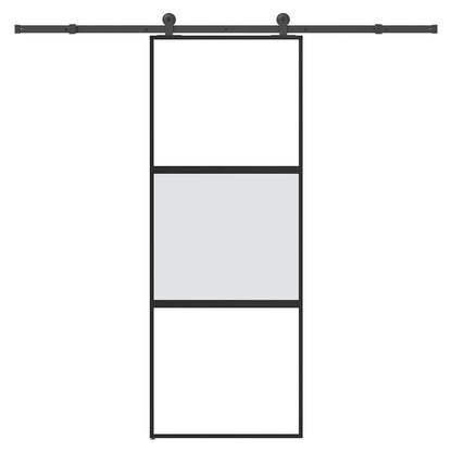 Posuvné Dveře S Kováním 90X205 Cm Tvrzeného Sklo A Hliník