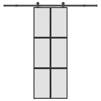 Posuvné Dveře S Kováním 90X205 Cm Tvrzeného Sklo A Hliník