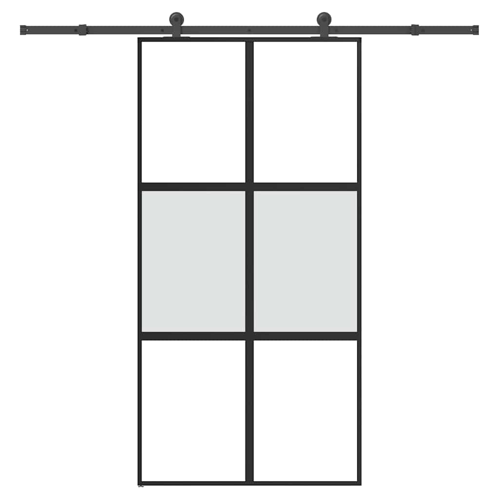 Posuvné Dveře S Kováním 90X205 Cm Tvrzeného Sklo A Hliník