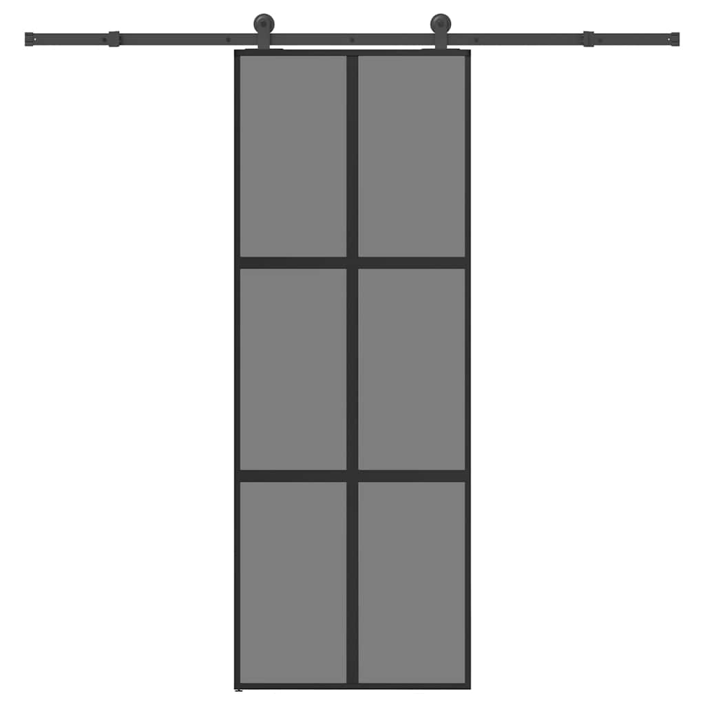Posuvné Dveře S Kováním 90X205 Cm Tvrzeného Sklo A Hliník