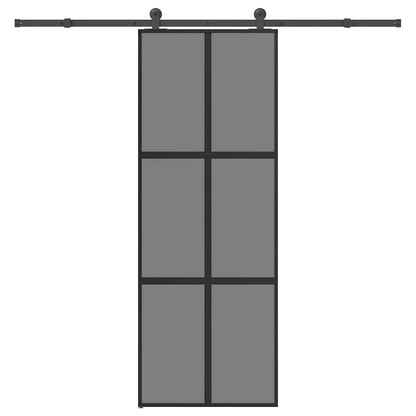 Posuvné Dveře S Kováním 90X205 Cm Tvrzeného Sklo A Hliník