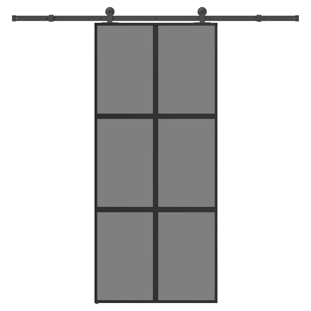 Posuvné Dveře S Kováním 90X205 Cm Tvrzeného Sklo A Hliník