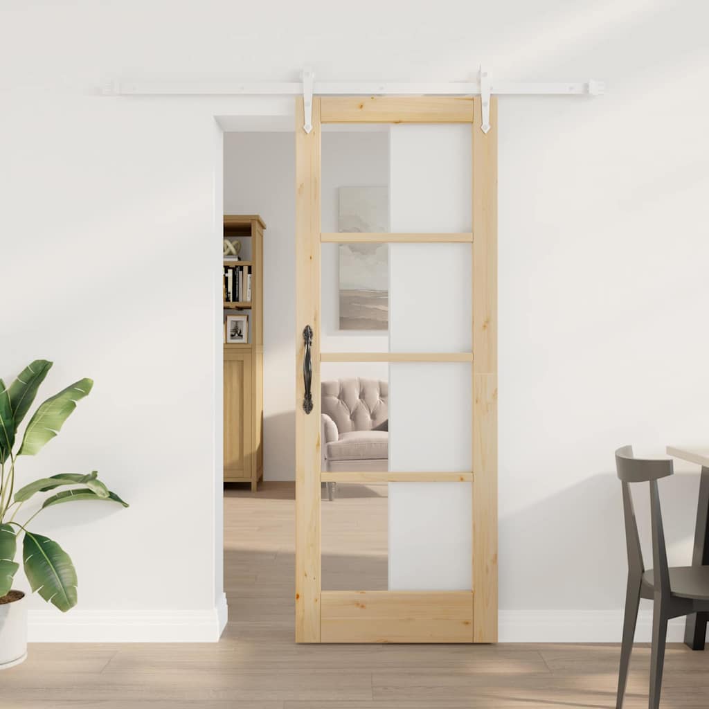 Posuvné Dveře Masivní Borové Dřevo A Sklo Bílá