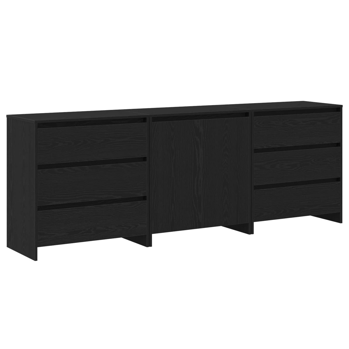 Servírovací Skříň 3 Ks Černá 70 X 41 X 75 Cm Kompozitní Dřevo