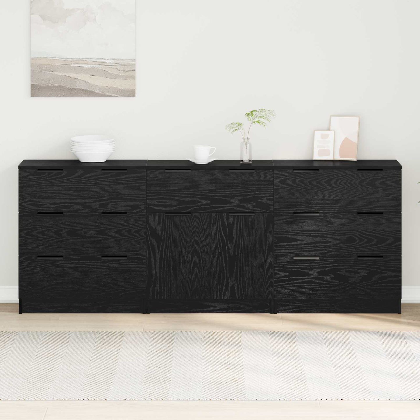 Servírovací Skříň 3 Ks Černý Dub 181 X 30 X 70 Cm