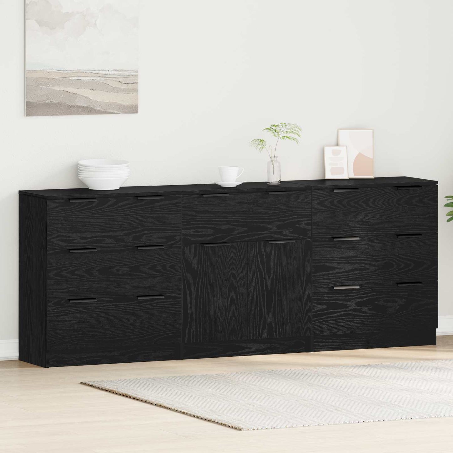 Servírovací Skříň 3 Ks Černý Dub 181 X 30 X 70 Cm