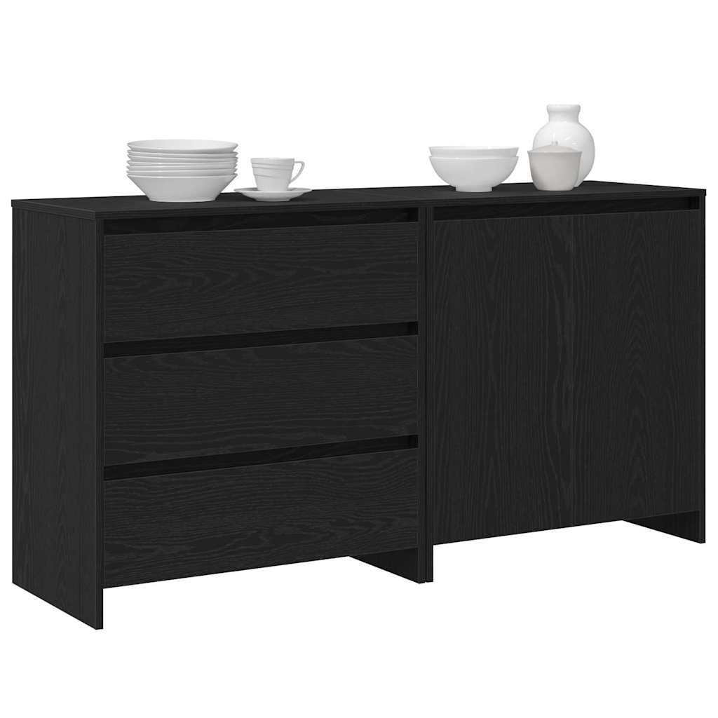 Servírovací Skříň 2 Ks Černá 70 X 41 X 75 Cm Kompozitní Dřevo