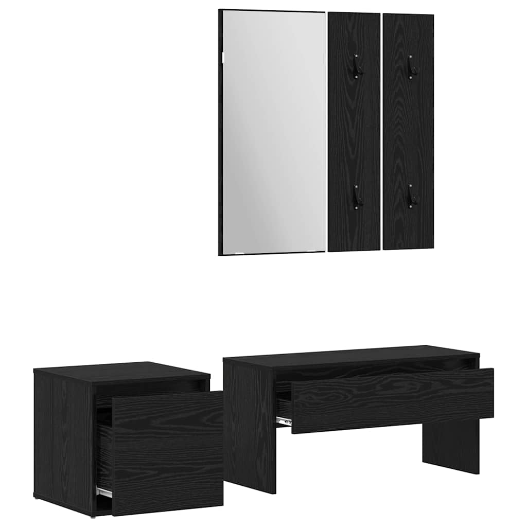 Sestava Nábytku Do Předsíně 3 Pcs Černý Dub 80 X 31 X 40 Cm