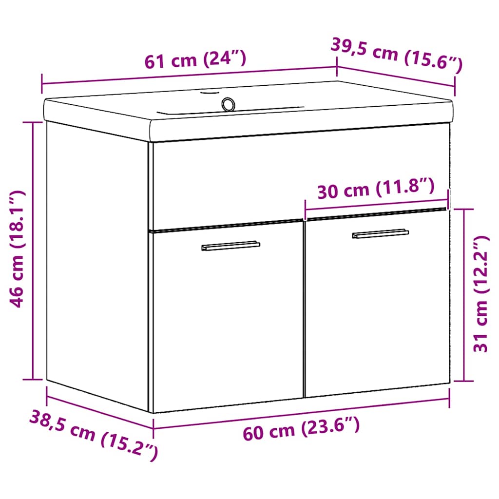 Koupelnová Skříň Staré Dřevo 60 X 38,5 X 46 Cm Kompozitní Dřevo